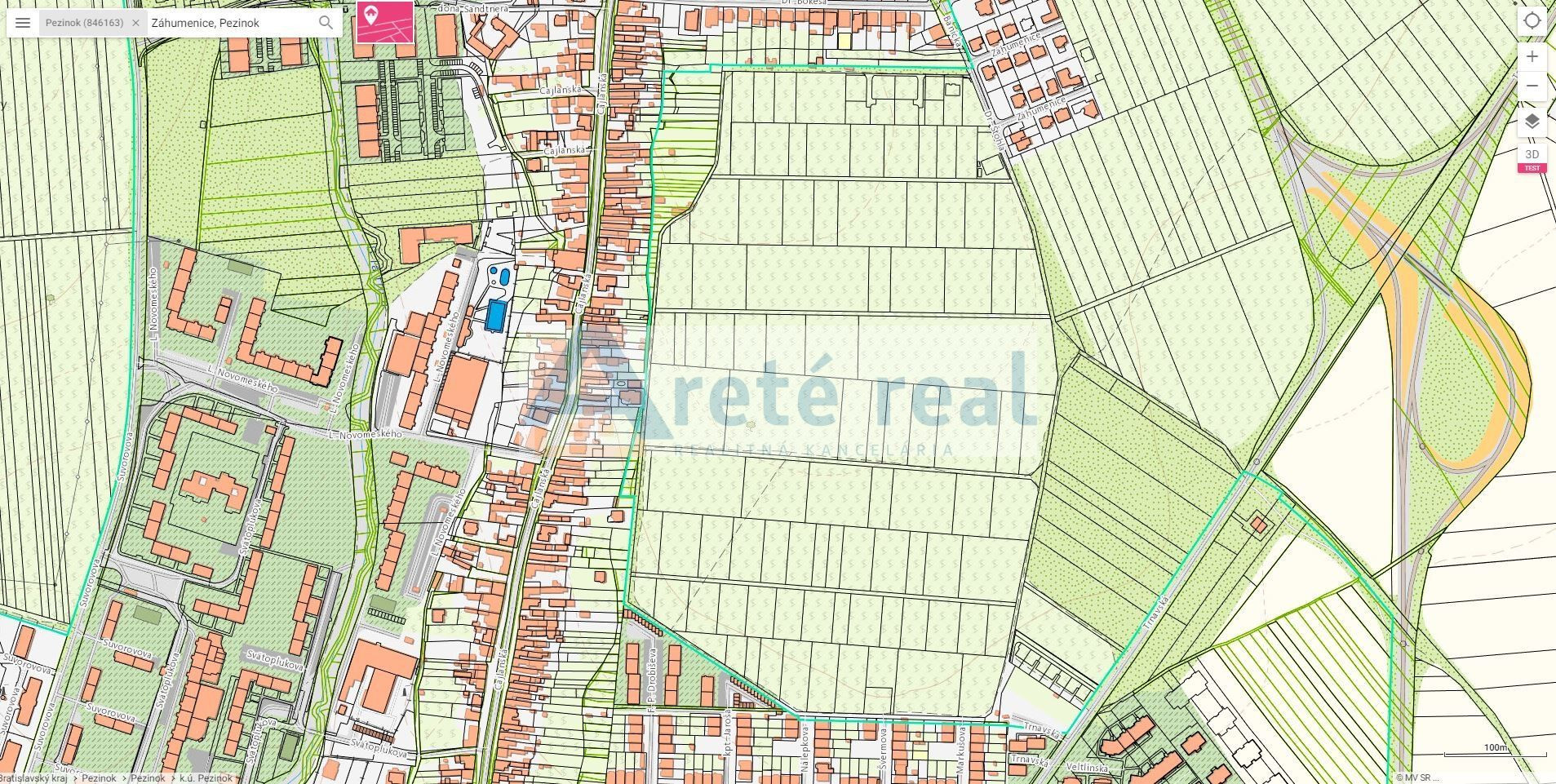 ARETÉ REAL - PREDAJ 1730 m2 STAVEBNÉHO POZEMKU, PEZINOK, ZÁHUMENICE "INVESTIČNÁ PRÍLEŽITOSŤ"